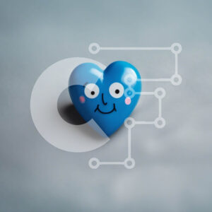 Intra Συλλεκτικό Ξύλινο Παζλ Plywood  4mm - Μπλε καρδιά με χαμογελαστό πρόσωπο Σε Ξύλινο Κουτί - Διαστάσεις Puzzle: 10x10 cm – 25 κομμάτια