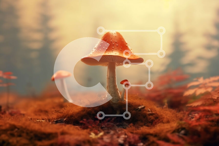 Intra Συλλεκτικό Ξύλινο Παζλ Plywood  4mm - Όμορφη εικόνα πορτοκαλί μανιταριών σε ένα ξέφωτο δάσους με κόκκινα και πορτοκαλί φύλλα Σε Ξύλινο Κουτί - Διαστάσεις: 10x10 cm – 25 κομμάτια