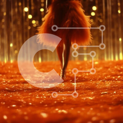 Intra Συλλεκτικό Ξύλινο Παζλ Plywood  4mm - Εκπληκτική εικόνα γυναίκας με πορτοκαλί φόρεμα στο κόκκινο χαλί Σε Ξύλινο Κουτί - Διαστάσεις Puzzle: 10x10 cm – 25 κομμάτια - Image 1