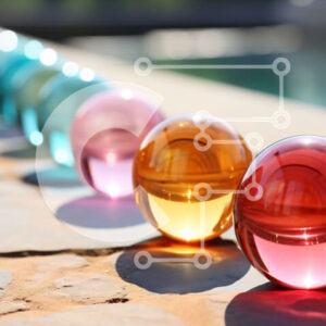 Intra Συλλεκτικό Ξύλινο Παζλ Plywood  4mm - Ζωντανά γυάλινα μάρμαρα σε πέτρινη επιφάνεια δίπλα σε πισίνα Σε Ξύλινο Κουτί - Διαστάσεις: 10x10 cm – 25 κομμάτια