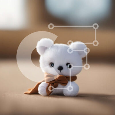 Intra Συλλεκτικό Ξύλινο Παζλ Plywood 4mm - Μικρό λευκό αρκουδάκι με καφέ παπιγιόν Σε Ξύλινο Κουτί - Διαστάσεις: 10x10 cm – 25 κομμάτια - Image 1