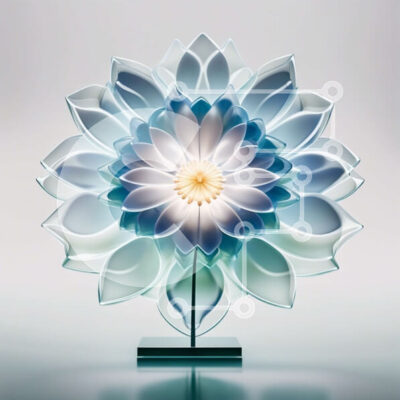 Intra Συλλεκτικό Ξύλινο Παζλ Plywood  4mm - Όμορφη εικόνα ενός μπλε και λευκού λουλουδιού λωτού σε μαύρη βάση Σε Ξύλινο Κουτί - Διαστάσεις: 10x10 cm – 25 κομμάτια - Image 1