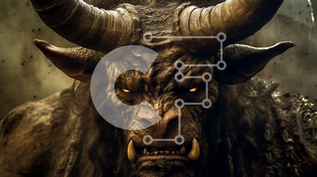 Intra Συλλεκτικό Ξύλινο Παζλ Plywood  4mm - Κοντινό πλάνο απειλητικός δαίμονας με το Crown of Spikes Σε Ξύλινο Κουτί - Διαστάσεις Puzzle: 10x10 cm – 25 κομμάτια