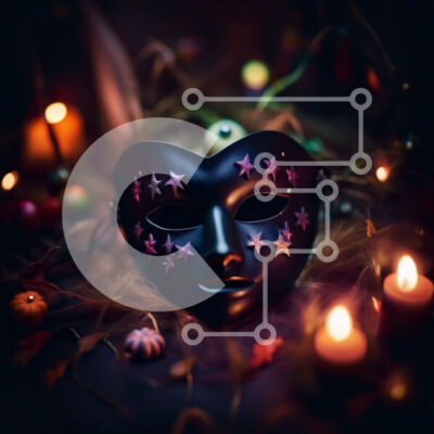 Intra Συλλεκτικό Ξύλινο Παζλ Plywood  4mm - Πολύχρωμη βενετσιάνικη μάσκα με αστέρια και φεγγάρια Σε Ξύλινο Κουτί - Διαστάσεις Puzzle: 10x10 cm – 25 κομμάτια - Image 1