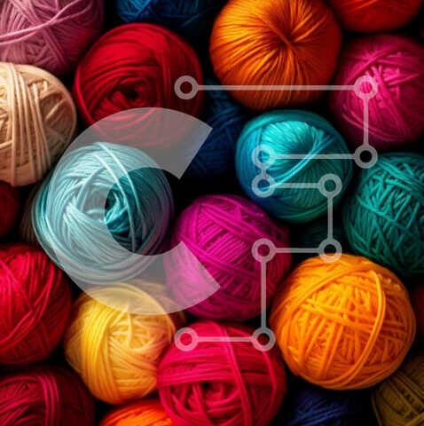 Intra Συλλεκτικό Ξύλινο Παζλ Plywood  4mm - Σωρός ζωηρόχρωμων σφαιρών νημάτων Στοκ Φωτογραφία Σε Ξύλινο Κουτί - Διαστάσεις: 10x10 cm – 25 κομμάτια - Image 1