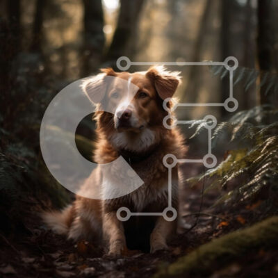 Intra Συλλεκτικό Ξύλινο Παζλ Plywood  4mm - Αξιολάτρευτο σκυλί που κάθεται στο δάσος με το φως του ήλιου να λάμπει Σε Ξύλινο Κουτί - Διαστάσεις: 10x10 cm – 25 κομμάτια - Image 1