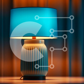 Intra Συλλεκτικό Ξύλινο Παζλ Plywood  4mm - Μπλε επιτραπέζιο φωτιστικό με ριγέ σκιά Σε Ξύλινο Κουτί - Διαστάσεις Puzzle: 10x10 cm – 25 κομμάτια - Image 1