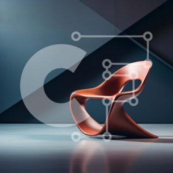 Intra Συλλεκτικό Ξύλινο Παζλ Plywood  4mm - Μοντέρνα πορτοκαλί καρέκλα σε σκοτεινό δωμάτιο με γεωμετρικά σχήματα Σε Ξύλινο Κουτί - Διαστάσεις Puzzle: 10x10 cm – 25 κομμάτια - Image 1