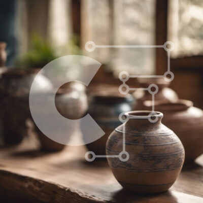 Intra Συλλεκτικό Ξύλινο Παζλ Plywood  4mm - Συλλογή από πήλινες γλάστρες και βάζα σε ξύλινο τραπέζι Σε Ξύλινο Κουτί - Διαστάσεις Puzzle: 10x10 cm – 25 κομμάτια - Image 1