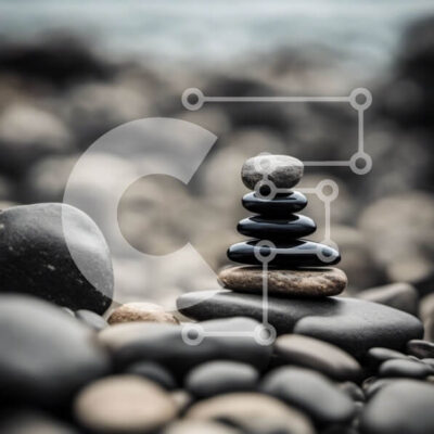 Intra Συλλεκτικό Ξύλινο Παζλ Plywood  4mm - Στοίβα από μαύρους βράχους σε μια παραλία με φόντο νερού Σε Ξύλινο Κουτί - Διαστάσεις: 10x10 cm – 25 κομμάτια - Image 1