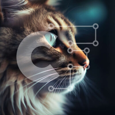 Intra Συλλεκτικό Ξύλινο Παζλ Plywood  4mm - Εκπληκτική κοντινή λήψη του προσώπου μιας γάτας με έντονα πράσινα μάτια Σε Ξύλινο Κουτί - Διαστάσεις: 10x10 cm – 25 κομμάτια - Image 1