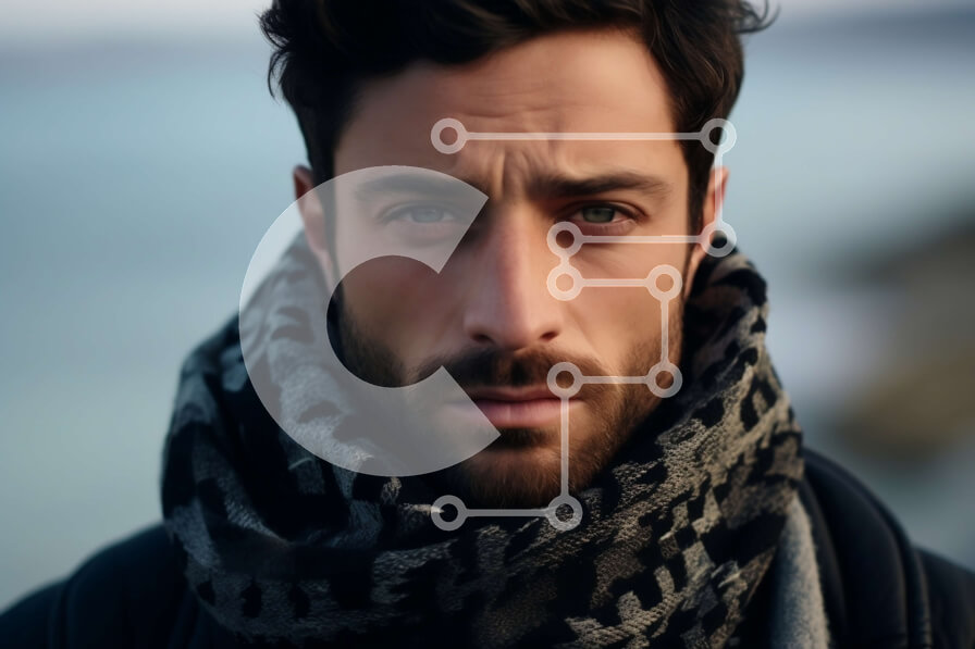 Intra Συλλεκτικό Ξύλινο Παζλ Plywood  4mm - Έντονο πορτρέτο ενός ανθρώπου δίπλα στο νερό Σε Ξύλινο Κουτί - Διαστάσεις Puzzle: 10x10 cm – 25 κομμάτια