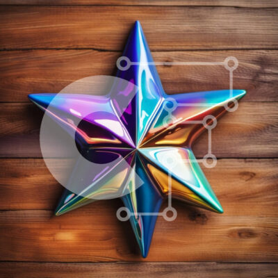 Intra Συλλεκτικό Ξύλινο Παζλ Plywood 4mm - Όμορφη εικόνα πολύχρωμου μεταλλικού αστεριού σε ξύλινη επιφάνεια Σε Ξύλινο Κουτί - Διαστάσεις: 10x10 cm – 25 κομμάτια - Image 1