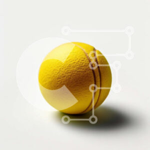 Intra Συλλεκτικό Ξύλινο Παζλ Plywood  4mm - Φωτεινή κίτρινη μπάλα του τένις σε καθαρό λευκό φόντο Σε Ξύλινο Κουτί - Διαστάσεις Puzzle: 10x10 cm – 25 κομμάτια