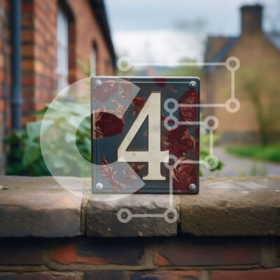 Intra Συλλεκτικό Ξύλινο Παζλ Plywood  4mm - Πολύχρωμο μεταλλικό σπίτι Νούμερο 4 με Floral σχέδιο Σε Ξύλινο Κουτί - Διαστάσεις Puzzle: 10x10 cm – 25 κομμάτια - Image 1