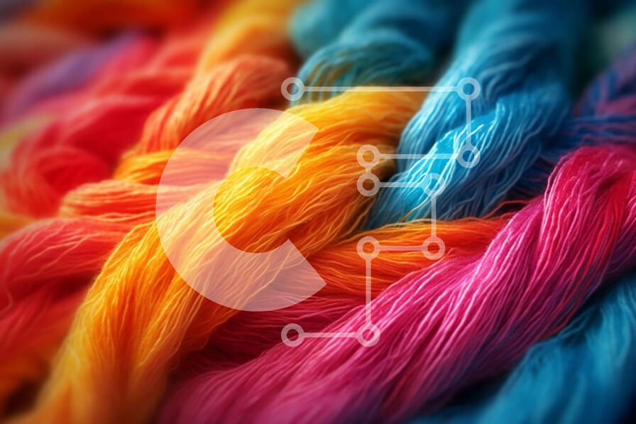 Intra Συλλεκτικό Ξύλινο Παζλ Plywood  4mm - Γκρο πλαν φωτογραφία πολύχρωμο σωρό νήματα Σε Ξύλινο Κουτί - Διαστάσεις: 10x10 cm – 25 κομμάτια