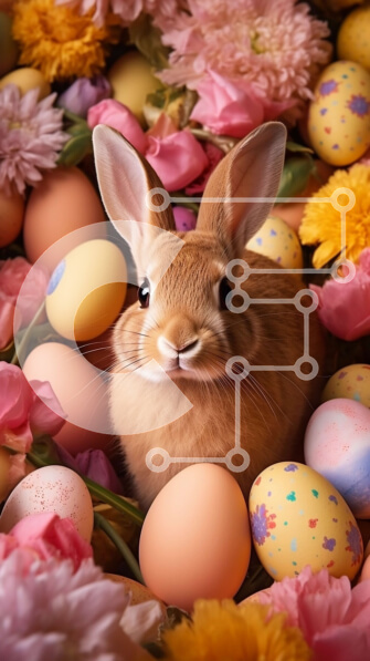 Intra Συλλεκτικό Ξύλινο Παζλ Plywood  4mm - Εύθυμη εικόνα του κουνελιού με τα πολύχρωμα αυγά του Πάσχα Σε Ξύλινο Κουτί - Διαστάσεις: 10x10 cm – 25 κομμάτια