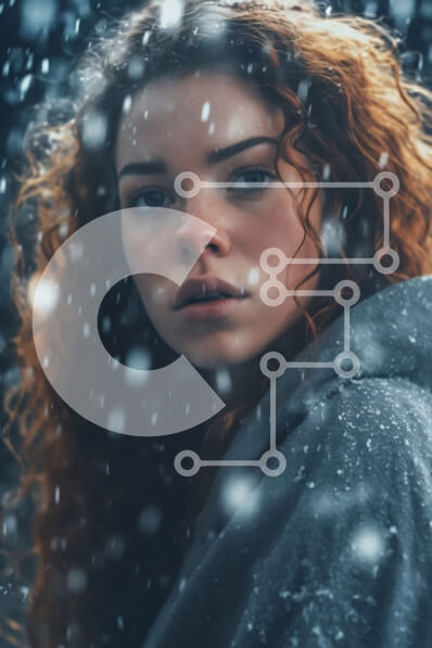 Intra Συλλεκτικό Ξύλινο Παζλ Plywood  4mm - Έντονο πορτρέτο μιας νεαρής γυναίκας που στέκεται στη βροχή Σε Ξύλινο Κουτί - Διαστάσεις Puzzle: 10x10 cm – 25 κομμάτια