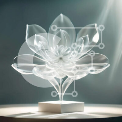 Intra Συλλεκτικό Ξύλινο Παζλ Plywood 4mm - Εκπληκτικό γλυπτό λουλουδιών λωτού από καθαρό γυαλί στο βάθρο Σε Ξύλινο Κουτί - Διαστάσεις Puzzle: 10x10 cm – 25 κομμάτια - Image 1