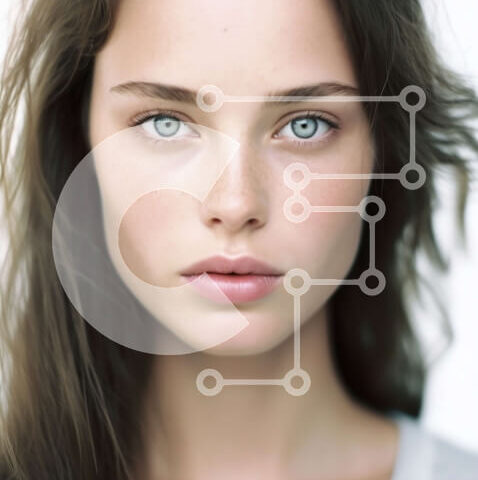 Intra Συλλεκτικό Ξύλινο Παζλ Plywood  4mm - Σοβαρή νεαρή γυναίκα με καστανά μαλλιά και μπλε μάτια Σε Ξύλινο Κουτί - Διαστάσεις Puzzle: 10x10 cm – 25 κομμάτια - Image 1