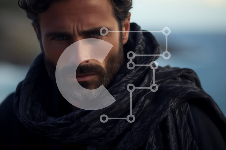 Intra Συλλεκτικό Ξύλινο Παζλ Plywood  4mm - Πορτρέτο ενός σοβαρού άνδρα με γένια και μακριά μαλλιά Σε Ξύλινο Κουτί - Διαστάσεις Puzzle: 10x10 cm – 25 κομμάτια