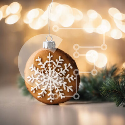 Intra Συλλεκτικό Ξύλινο Παζλ Plywood  4mm - Στολίδι με μελόψωμο σε σχήμα χιονονιφάδας που κρέμεται από ένα κλαδί δέντρου Σε Ξύλινο Κουτί - Διαστάσεις: 10x10 cm – 25 κομμάτια - Image 1