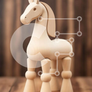 Intra Συλλεκτικό Ξύλινο Παζλ Plywood  4mm - Όμορφη εικόνα ενός ξύλινου παιχνιδιού αλόγων σε μια ρουστίκ ξύλινη επιφάνεια Σε Ξύλινο Κουτί - Διαστάσεις: 10x10 cm – 25 κομμάτια