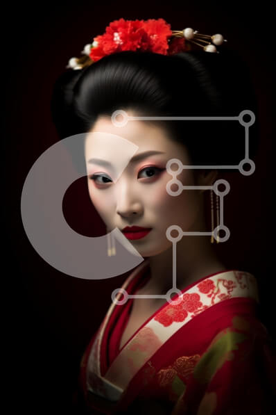 Intra Συλλεκτικό Ξύλινο Παζλ Plywood  4mm - Εκπληκτική εικόνα μιας γυναίκας με παραδοσιακό ιαπωνικό κιμονό Σε Ξύλινο Κουτί - Διαστάσεις Puzzle: 10x10 cm – 25 κομμάτια