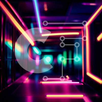 Intra Συλλεκτικό Ξύλινο Παζλ Plywood  4mm - Απόκοσμη εικόνα ενός σκοτεινού διαδρόμου με ζωντανά φώτα νέον Σε Ξύλινο Κουτί - Διαστάσεις Puzzle: 10x10 cm – 25 κομμάτια - Image 1