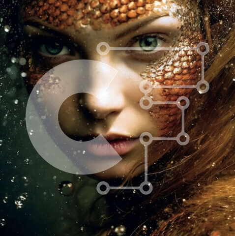 Intra Συλλεκτικό Ξύλινο Παζλ Plywood  4mm - Εκπληκτική εικόνα μιας Γοργόνας με χρυσό και καφέ φολιδωτό κοστούμι Σε Ξύλινο Κουτί - Διαστάσεις Puzzle: 10x10 cm – 25 κομμάτια - Image 1