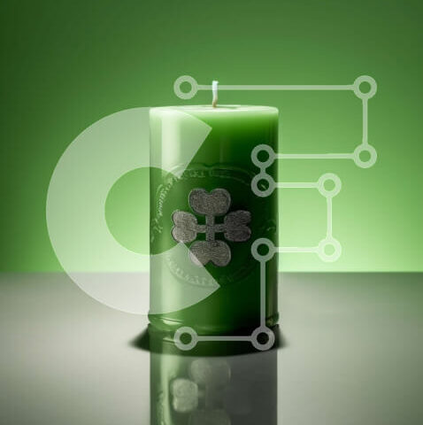 Intra Συλλεκτικό Ξύλινο Παζλ Plywood  4mm - Πράσινο κερί με την αντανάκλαση του ατόμου στο φόντο Σε Ξύλινο Κουτί - Διαστάσεις: 10x10 cm – 25 κομμάτια - Image 1