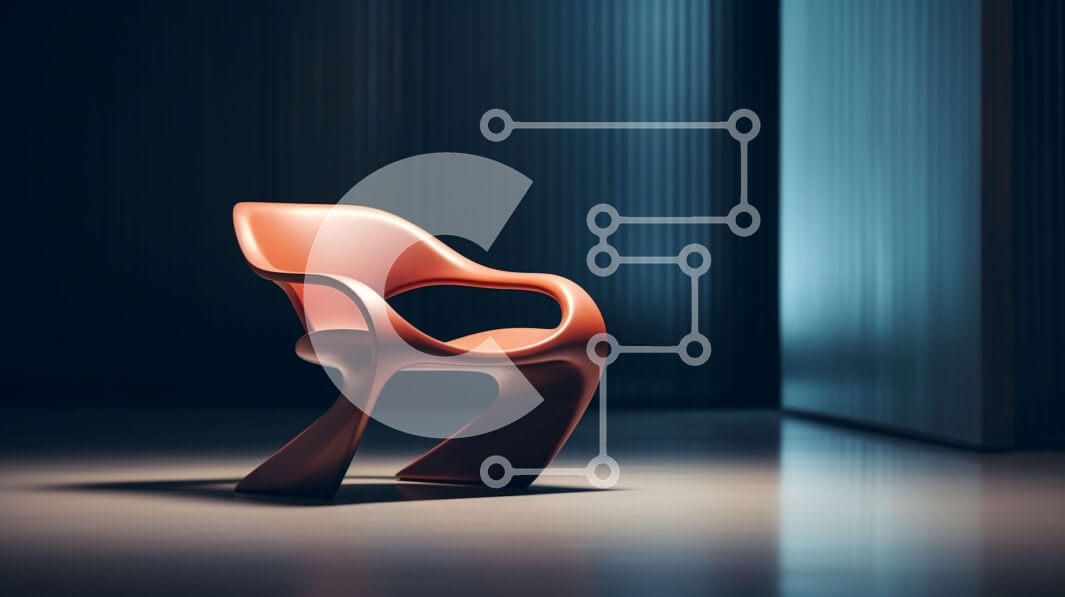 Intra Συλλεκτικό Ξύλινο Παζλ Plywood  4mm - Κομψή και κυρτή πορτοκαλί καρέκλα σε ένα δωμάτιο με χαμηλό φωτισμό Σε Ξύλινο Κουτί - Διαστάσεις Puzzle: 10x10 cm – 25 κομμάτια