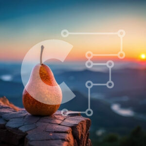 Intra Συλλεκτικό Ξύλινο Παζλ Plywood  4mm - Εκπληκτική εικόνα ενός ώριμου αχλαδιού στο ηλιοβασίλεμα Σε Ξύλινο Κουτί - Διαστάσεις: 10x10 cm – 25 κομμάτια