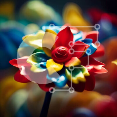 Intra Συλλεκτικό Ξύλινο Παζλ Plywood  4mm - Ζωντανή κινηματογράφηση σε πρώτο πλάνο ενός πολύχρωμου λουλουδιού με συμμετρικά πέταλα Σε Ξύλινο Κουτί - Διαστάσεις: 10x10 cm – 25 κομμάτια - Image 1