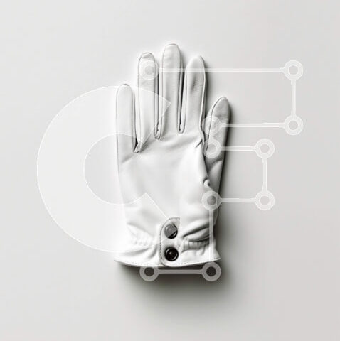 Intra Συλλεκτικό Ξύλινο Παζλ Plywood  4mm - Κομψό λευκό δερμάτινο γάντι με λεπτομέρεια με κουμπί Σε Ξύλινο Κουτί - Διαστάσεις Puzzle: 10x10 cm – 25 κομμάτια - Image 1