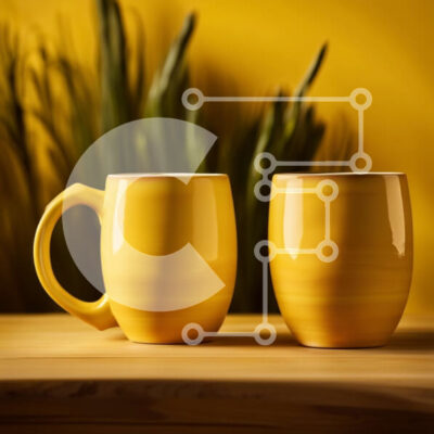 Intra Συλλεκτικό Ξύλινο Παζλ Plywood  4mm - Κομψές κίτρινες κούπες σε ρουστίκ ξύλινο τραπέζι με φρέσκο ​​φυτό Σε Ξύλινο Κουτί - Διαστάσεις: 10x10 cm – 25 κομμάτια - Image 1