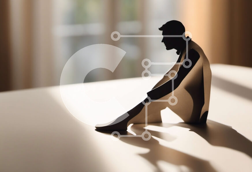 Intra Συλλεκτικό Ξύλινο Παζλ Plywood  4mm - Σιλουέτα ενός ατόμου που κάθεται σε μια καρέκλα Σε Ξύλινο Κουτί - Διαστάσεις Puzzle: 10x10 cm – 25 κομμάτια