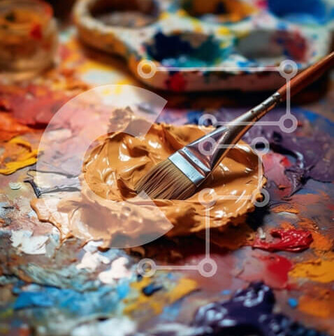 Intra Συλλεκτικό Ξύλινο Παζλ Plywood 4mm - Πινέλο και παλέτα με πολύχρωμους λεκέδες Σε Ξύλινο Κουτί - Διαστάσεις: 10x10 cm – 25 κομμάτια - Image 1