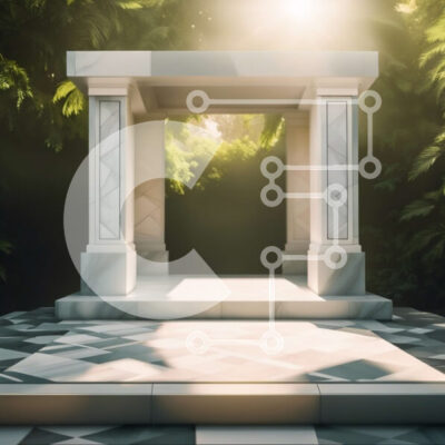 Intra Συλλεκτικό Ξύλινο Παζλ Plywood  4mm - Ειρηνική εικόνα ενός λευκού μαρμάρινου βωμού που περιβάλλεται από τη φύση Σε Ξύλινο Κουτί - Διαστάσεις: 10x10 cm – 25 κομμάτια - Image 1