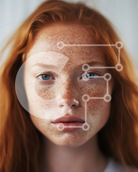 Intra Συλλεκτικό Ξύλινο Παζλ Plywood  4mm - Ουδέτερο πορτρέτο κοκκινομάλλης γυναίκας με φακίδες Σε Ξύλινο Κουτί - Διαστάσεις Puzzle: 10x10 cm – 25 κομμάτια