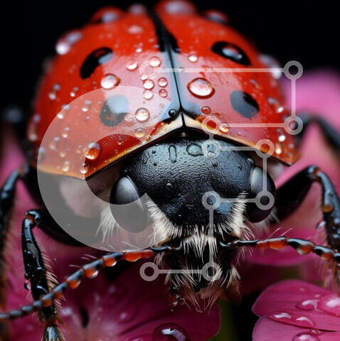 Intra Συλλεκτικό Ξύλινο Παζλ Plywood  4mm - Όμορφη εικόνα μιας πασχαλίτσας σε ένα ροζ λουλούδι με σταγονίδια νερού Σε Ξύλινο Κουτί - Διαστάσεις: 10x10 cm – 25 κομμάτια - Image 1