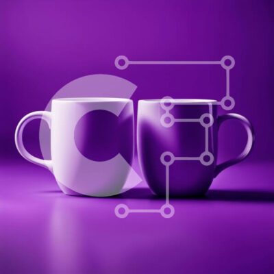 Intra Συλλεκτικό Ξύλινο Παζλ Plywood  4mm - Κομψές λευκές κούπες σε ζωντανό μωβ φόντο Σε Ξύλινο Κουτί - Διαστάσεις: 10x10 cm – 25 κομμάτια - Image 1