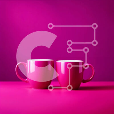 Intra Συλλεκτικό Ξύλινο Παζλ Plywood  4mm - Όμορφη εικόνα δύο ροζ κούπες σε ροζ επιφάνεια Σε Ξύλινο Κουτί - Διαστάσεις: 10x10 cm – 25 κομμάτια - Image 1