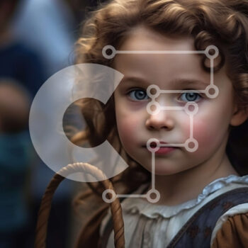 Intra Συλλεκτικό Ξύλινο Παζλ Plywood  4mm - Ιστορική εικόνα ενός κοριτσιού με καλάθι με μήλα και ομάδα ανθρώπων με ρούχα εποχής Σε Ξύλινο Κουτί - Διαστάσεις Puzzle: 10x10 cm – 25 κομμάτια - Image 1