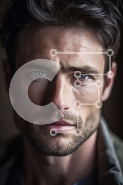 Intra Συλλεκτικό Ξύλινο Παζλ Plywood  4mm - Πορτρέτο ενός άνδρα με σκούρα μαλλιά και πράσινα μάτια Σε Ξύλινο Κουτί - Διαστάσεις Puzzle: 10x10 cm – 25 κομμάτια