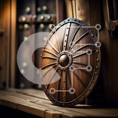 Intra Συλλεκτικό Ξύλινο Παζλ Plywood  4mm - Vintage ξύλινη ασπίδα που κρέμεται στον τοίχο του σκοτεινού δωματίου Σε Ξύλινο Κουτί - Διαστάσεις Puzzle: 10x10 cm – 25 κομμάτια - Image 1