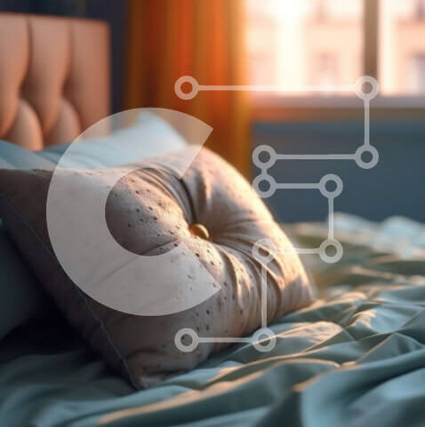 Intra Συλλεκτικό Ξύλινο Παζλ Plywood  4mm - Άνετο και άνετο υπνοδωμάτιο με μπλε κλινοσκεπάσματα και φυσικό φως Σε Ξύλινο Κουτί - Διαστάσεις Puzzle: 10x10 cm – 25 κομμάτια - Image 1