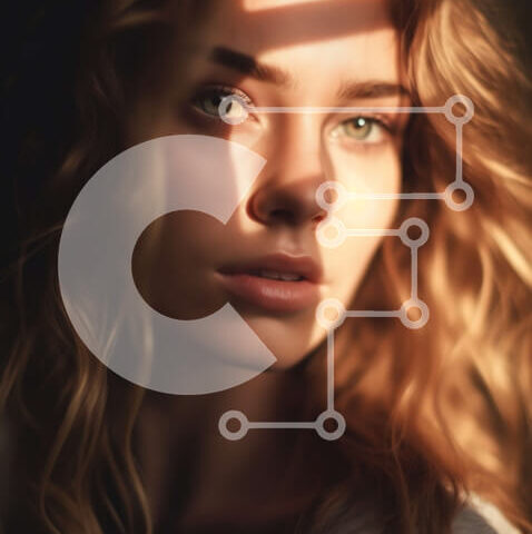 Intra Συλλεκτικό Ξύλινο Παζλ Plywood  4mm - Φυσική και ειλικρινής εικόνα μιας νεαρής γυναίκας με ξανθά μαλλιά και πράσινα μάτια Σε Ξύλινο Κουτί - Διαστάσεις Puzzle: 10x10 cm – 25 κομμάτια - Image 1