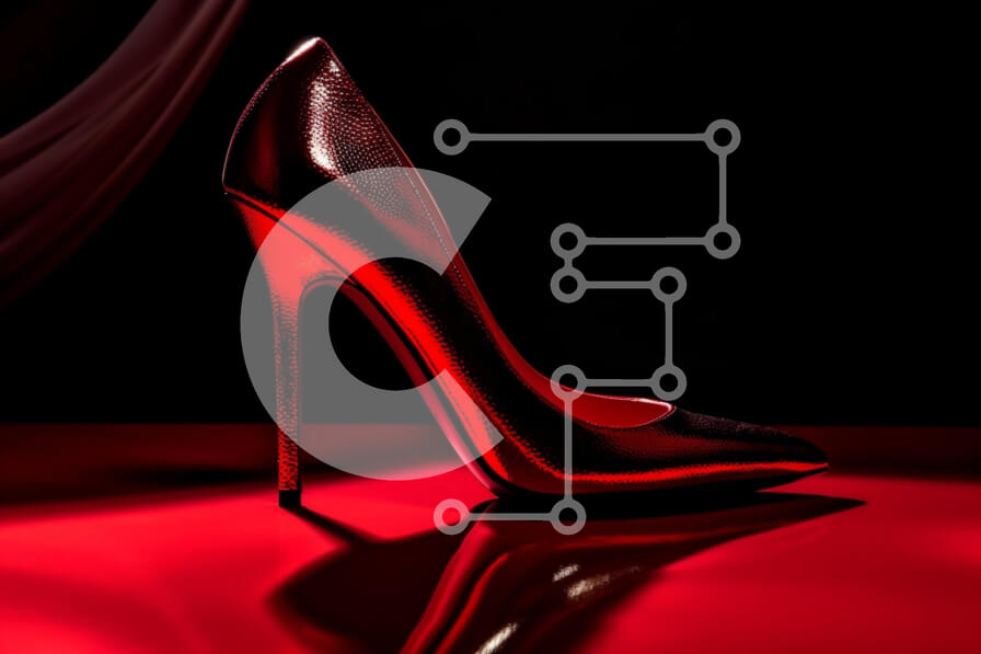 Intra Συλλεκτικό Ξύλινο Παζλ Plywood  4mm - Κομψό και λαμπερό κόκκινο ψηλοτάκουνο παπούτσι σε μαύρο φόντο Σε Ξύλινο Κουτί - Διαστάσεις Puzzle: 10x10 cm – 25 κομμάτια