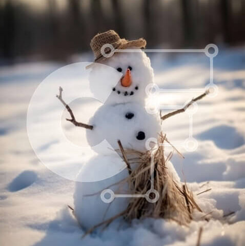 Intra Συλλεκτικό Ξύλινο Παζλ Plywood  4mm - Αξιολάτρευτος χιονάνθρωπος με ψάθινο καπέλο και κασκόλ Σε Ξύλινο Κουτί - Διαστάσεις: 10x10 cm – 25 κομμάτια - Image 1